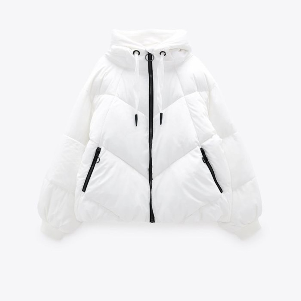 Zara Women’s Small Winter White Puffer Down Coat